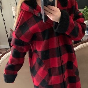 VIBRANT RED Fall Plaid Coat